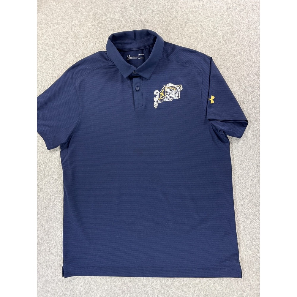 Navy Midshipmen Under Armour Screened Logo Polo Shirt (Men's Large) Blue